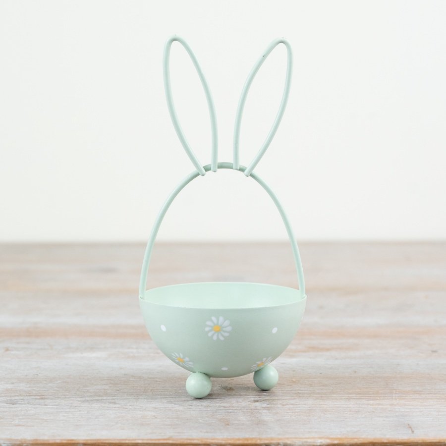 Add a charming touch to your spring and Easter décor with this delightful green metal bunny