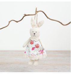 Adorable plush bunny ornament for hanging display.