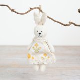 Adorable plush bunny ornament for hanging display.