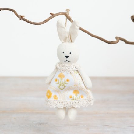 Cute stuffed bunny ornament, perfect for hanging decoration.