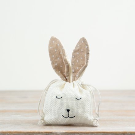 Hide your chocolate goodies in this cute bunny bag with a convenient drawstring closure.