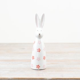 Embrace spring with our adorable Ceramic Rabbit featuring a lovely pink floral pattern.