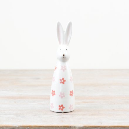 Welcome spring with our cute Ceramic Bunny decorated with lovely pink floral patterns.