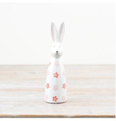 Welcome spring with our cute Ceramic Bunny decorated with lovely pink floral patterns.