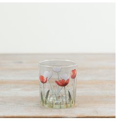  elegant flower design glass candle holder.