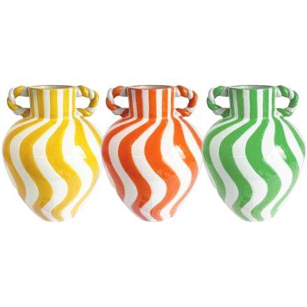 3/A Urn Stamp Striped  Vase, 20.5cm 