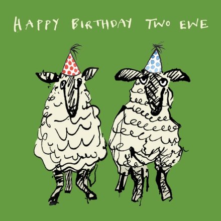'Happy Birthday Two Ewe' Greetings Card, 13.8cm 