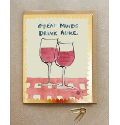 Cheers to friendship and good drinks with our 'Great Minds Drink Alike' card! 