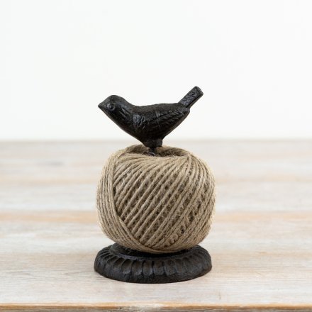 Cast Iron Bird Twine Holder + Twine, 12cm