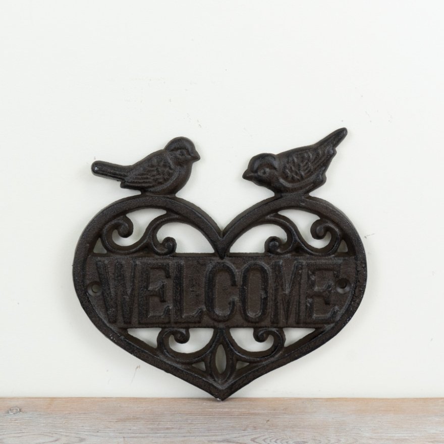 Welcome Heart Iron Plaque, 19.3 cm