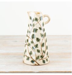 Add a natural touch to your decor with our stunning Leaf Ceramic Jug Vase. 
