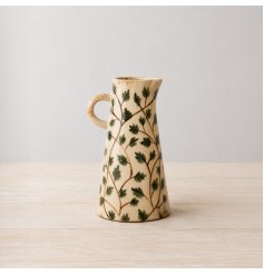Add a natural touch to your decor with our stunning Leaf Ceramic Jug Vase. 