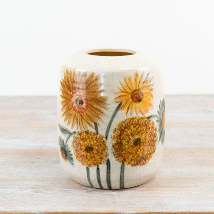 Add a touch of nature to your home with our stunning sunflower ceramic vase