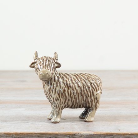 Highland Cow Sculpture Ornament, 11.2cm