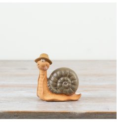 Playful snail figurine with a stylish hat - perfect for adding charm to any décor.