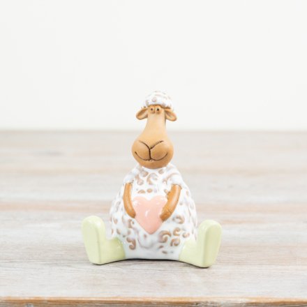 Seated Sheep Figurine, 9.9cm