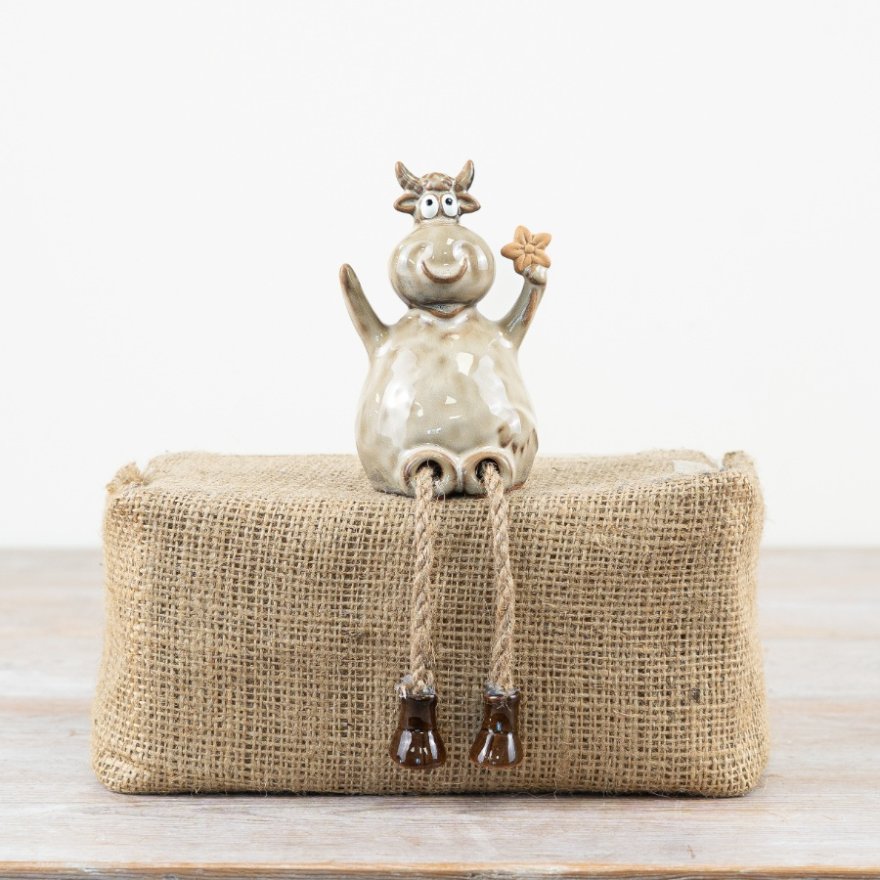 Dangling Legged Cow Decoration, 10.4cm