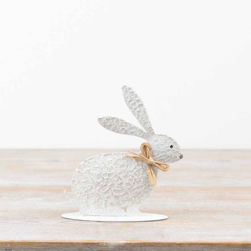 Metal Textured Rabbit Ornament, 15cm