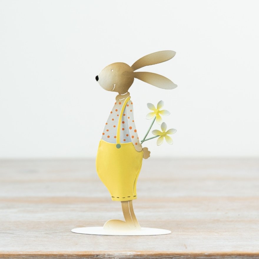 17cm Rabbit Ornament Adorned with Daisies