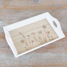 Welcome spring with this lovely handcrafted wooden tray.