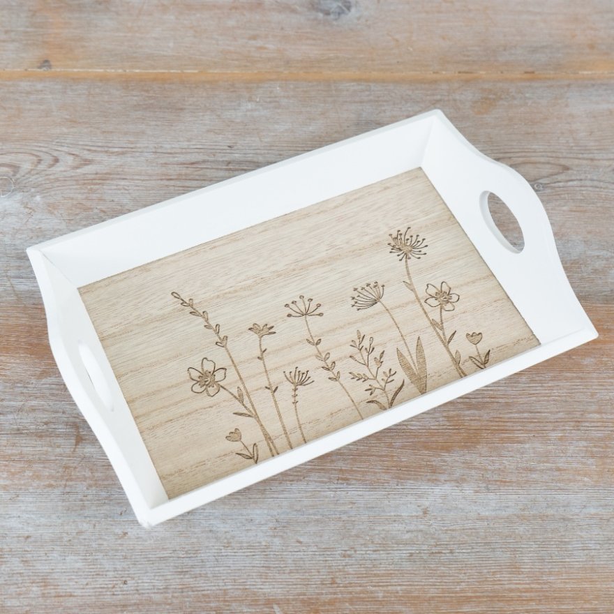 23cm Wooden Serving Tray with Easter Bunny Design