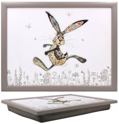 Hesper the hare lap tray with charming bug art is perfect for dining, crafting, or simply as a decorative piece.