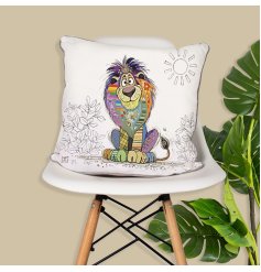 Bring the fierce and whimsical charm of Bug Art into your home with the Louis Lion Cushion!