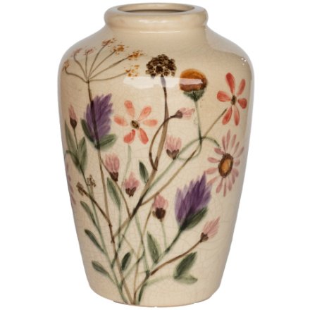 25cm Tall Vase with Floral Design