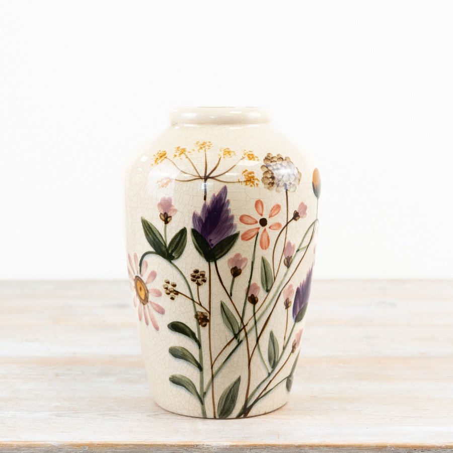 Wild Flowers Painted Vase, 25cm