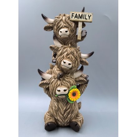 Highland Cows Family Trio Plaque Ornament, 32.5cm