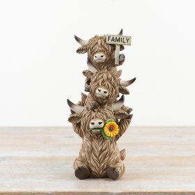 Bring cozy charm to your home with this Trio of Cows Word Family Plaque Ornament. Rustic and inviting!