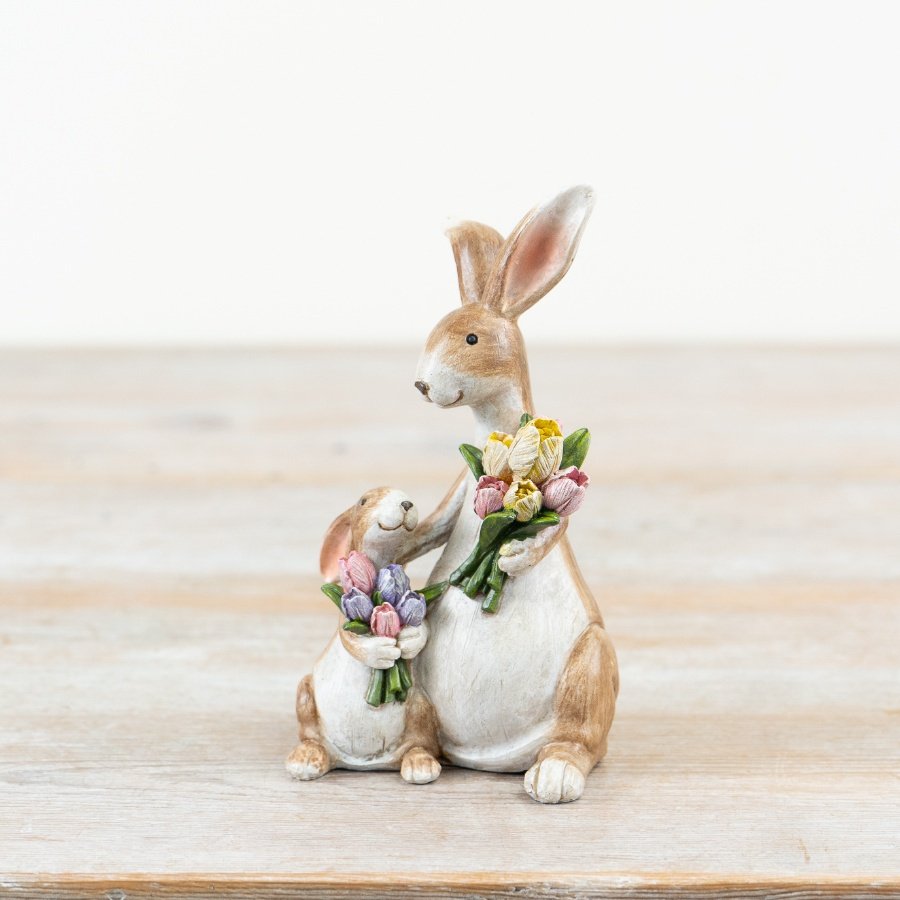  Celebrate Mother's Day and Easter with our cute Mum & Child Bunny Decor With Flowers.