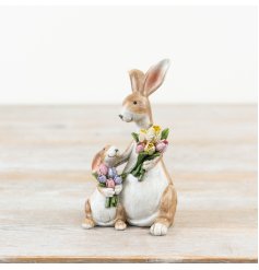 Honor two special occasions with our cute Mum & Child Bunny Decor featuring festive Easter flowers.
