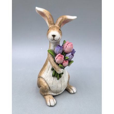 14cm Bunny Holding Flowers Figure, 14cm 