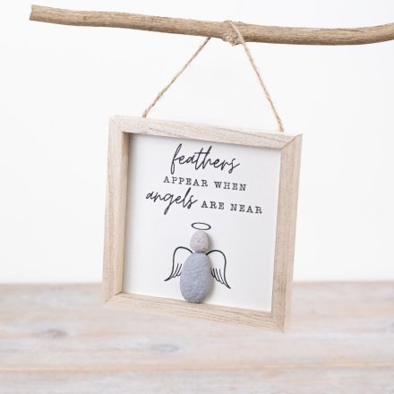 Wooden Feathers Appear When Angels Are Near Frame, 13cm 