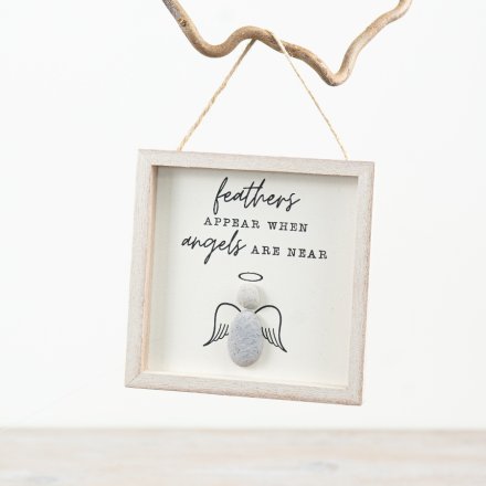 Wooden Feathers Appear When Angels Are Near Frame, 13cm 