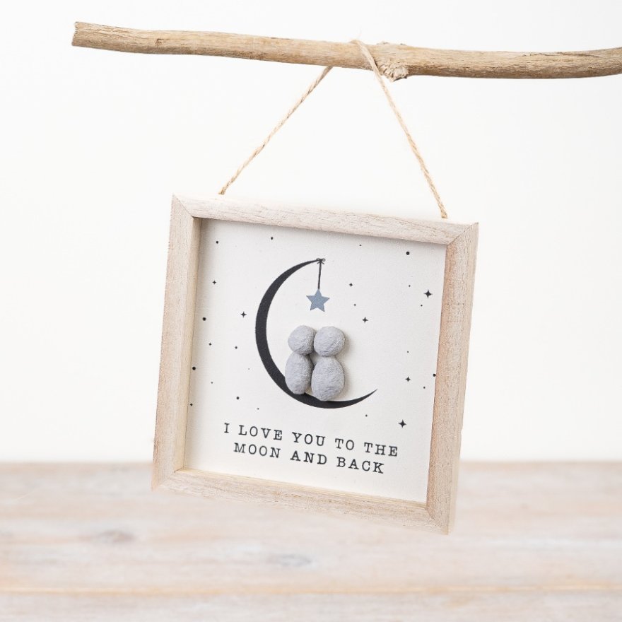 Wooden "I Love You to the Moon Picture Frame, 13cm