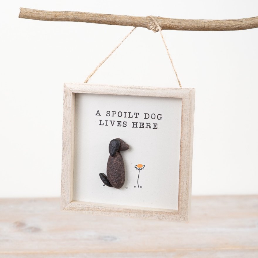 13cm "A Spoilt Dog Lives Here" Wooden Frame