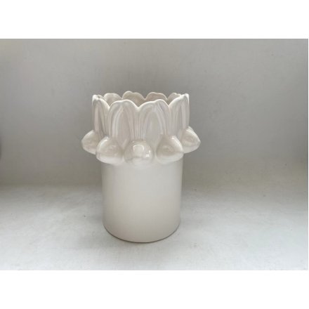 Tall White Bunny Vase, 19cm