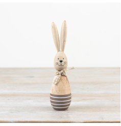 Get hopping with our striped and polkadot adorned wooden bunny!