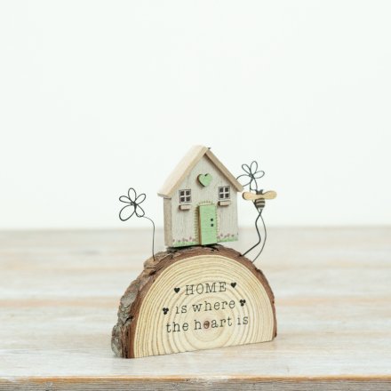 14cm Rustic Wooden Log House Decor