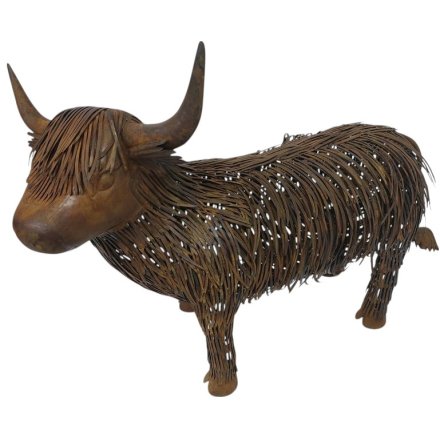 Standing Metal highland Cattle Ornamnet, 54cm 