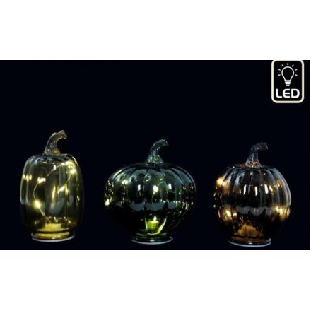 14.5cm Led Glass Pumpkin, 3/A 