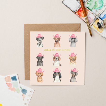 15cm Yeehaww Birthday Dogs Greetings Card