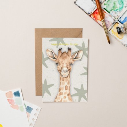 15cm Giraffe Birthday Greetings Card
