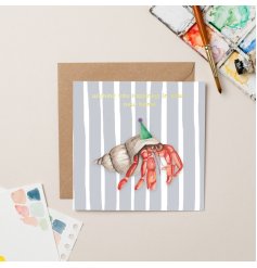 Celebrate a new home with our charming Hermit Crab Greetings Card! Perfect for any occasion.