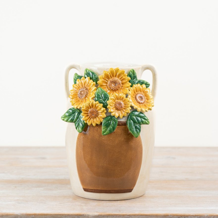 Sunflower Vase w/ Double Handles, 26cm