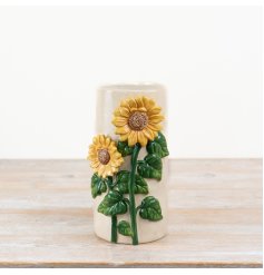 Infuse floral charm into your space with our Sunflower Ceramic Vase. 