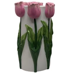 Add a touch of elegance and femininity to your home with our Pink Tulip Ceramic Vase