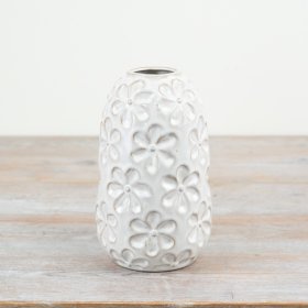 White Ceramic Daisy Vase 20cm